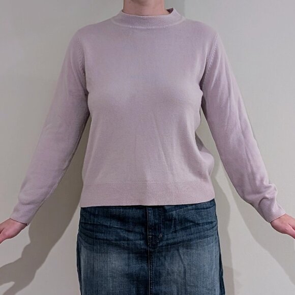 Sag Harbor Sweaters - Sag Harbor Long Sleeve Lilac Purple Mock Neck Turtleneck Sweater, Size Large